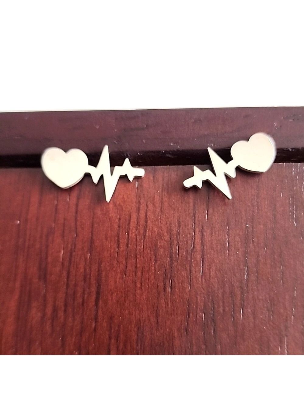 STAINLESS Steel Stud Heartbeat Earrings